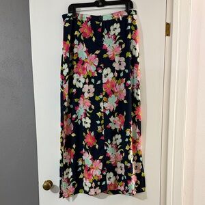Kut from the Kloth Navy Floral Maxi Skirt with Pink & White Flowers